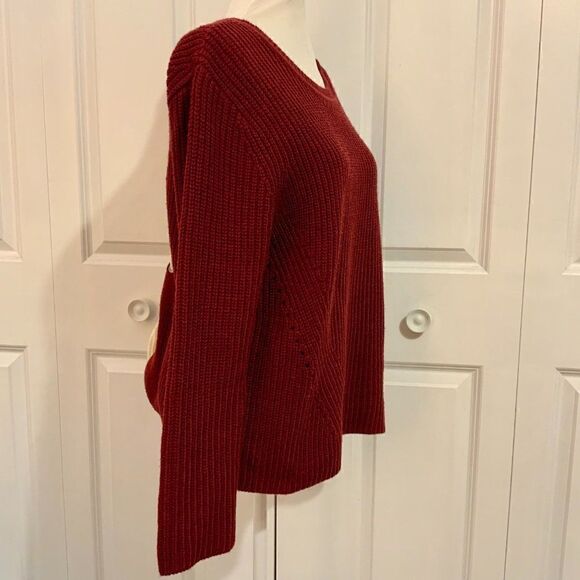 Harper Heritage Maroon Red Knit Long Sleeve Tie Back Sweater Medium - Picture 5 of 11